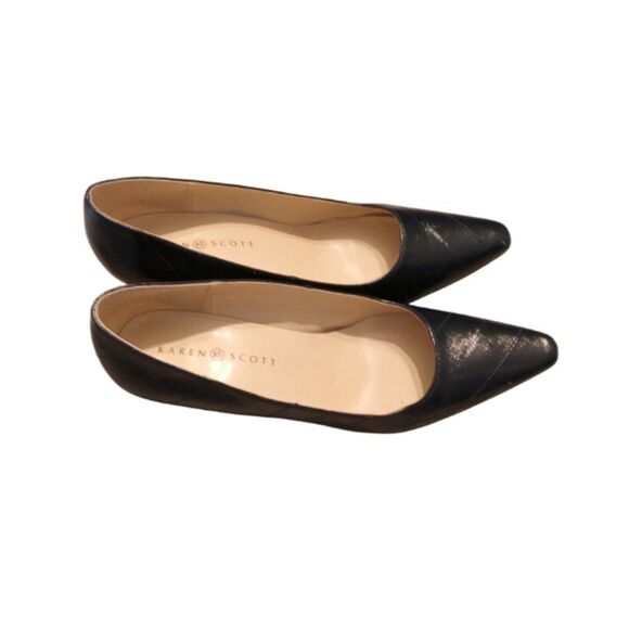 Karen Scott Black Heels Women's 9M Black Leather Pointed Toe Corporate Core - Picture 2 of 7